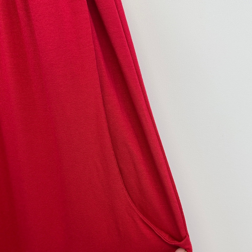 Soma Red Jersey Knit Spaghetti Strap Maxi Dress Lounge Travel Dress L - Picture 5 of 6